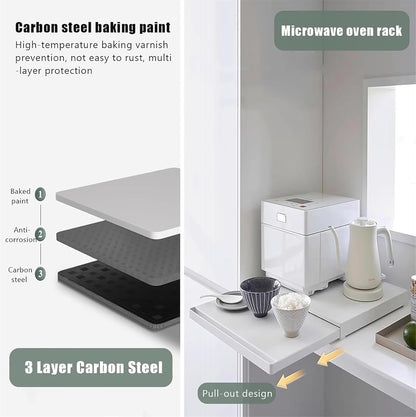 Space-Saving Microwave Pull-Out Storage Rack 🍴