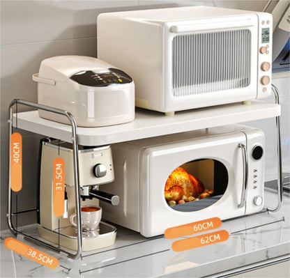 Stainless Steel Microwave Pull-Out Storage Rack 🍴🏡