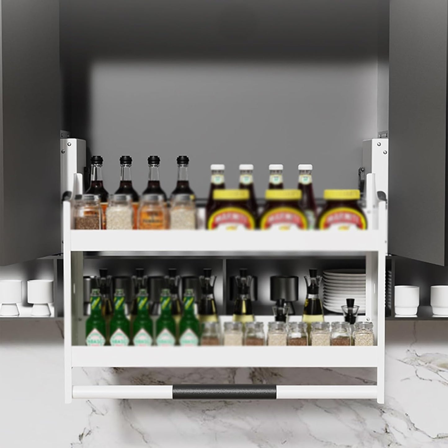 Pull-Down Kitchen Organizer 🏠🍽️ Space-Saving Storage Rack