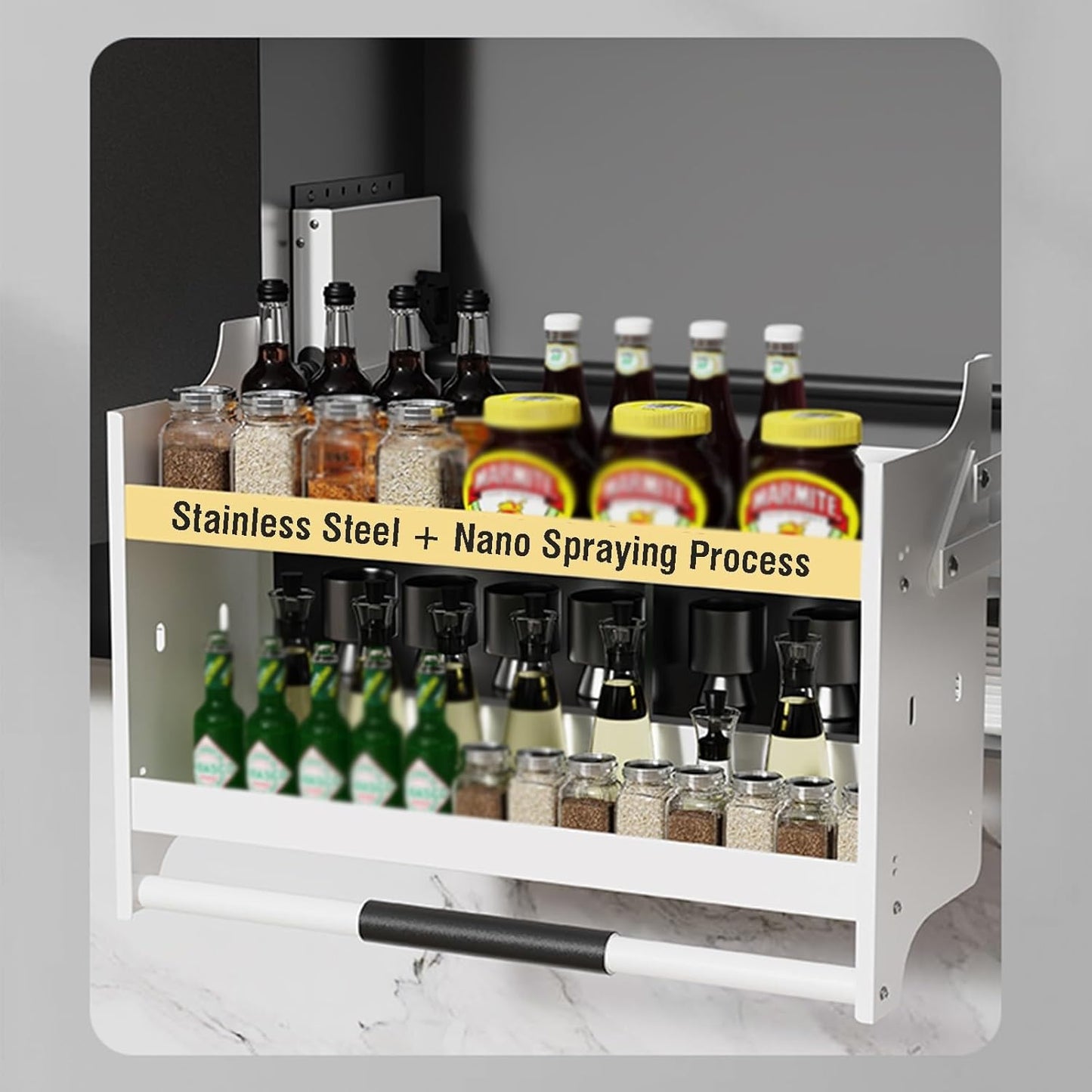 Pull-Down Kitchen Organizer 🏠🍽️ Space-Saving Storage Rack