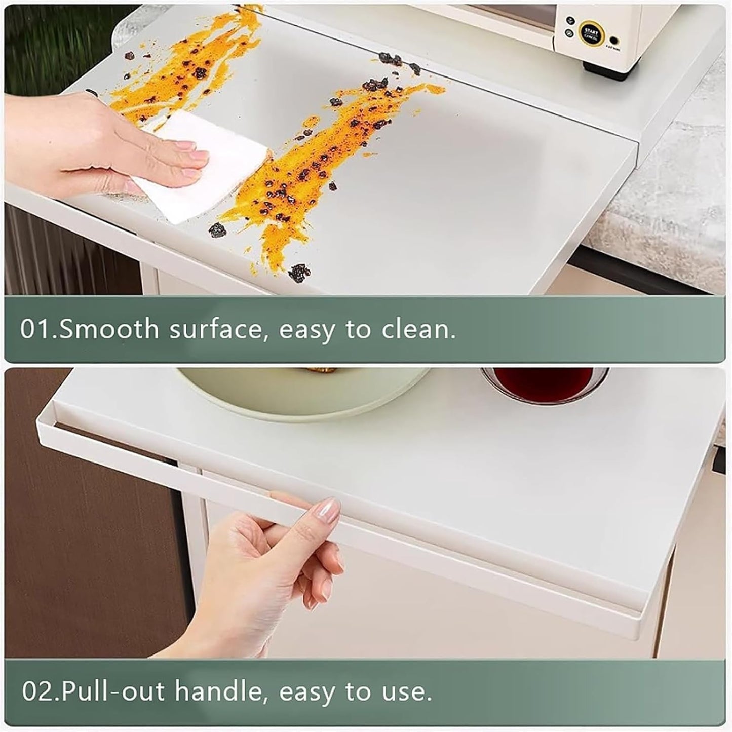 Space-Saving Microwave Pull-Out Storage Rack 🍴